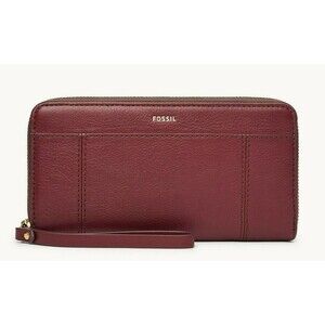 New Fossil Jori Zip Clutch wristlet RFID Wallet Wine